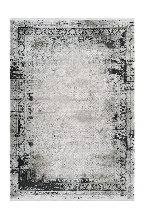 Pierre Cardin - Villette 701 Silver Luxury Transitional Rug with Shades of Olive - ADORE RUGS and FLOORING